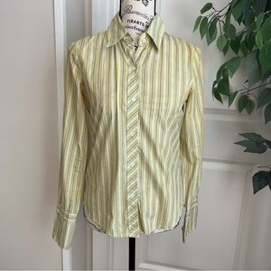 Express Y2K Striped Button Down Shirt Green Sz XS